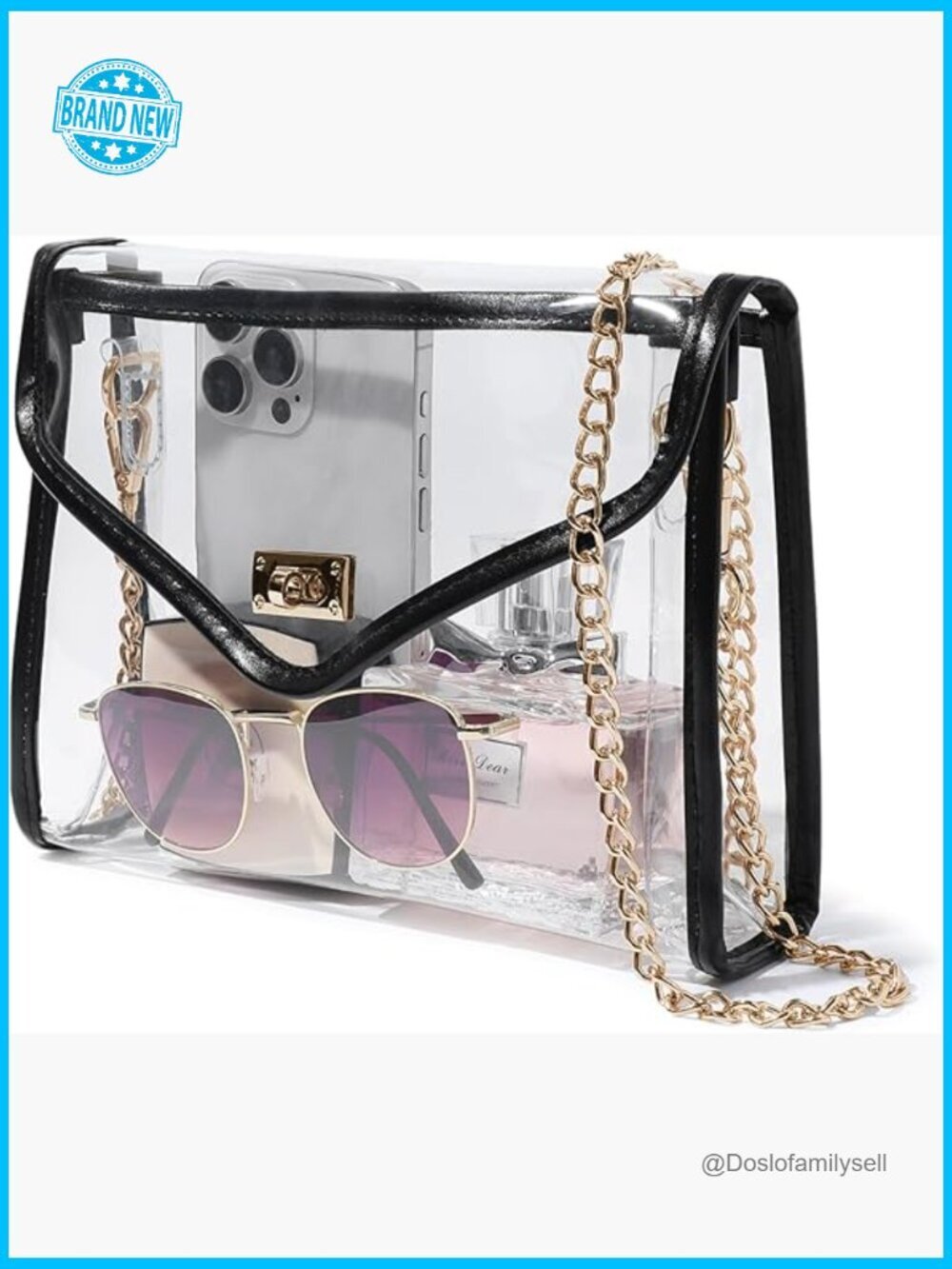 Clear Crossbody Bag Stadium Approved Waterproof PVC Leather Concert Events